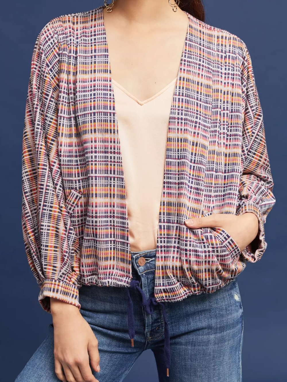 Akemi + Kin Anthropologie Plaid Dolman Bomber Jacket, Size XS